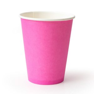 Одноразовый розовый бумажный стакан для горячих напитков 400 мл
