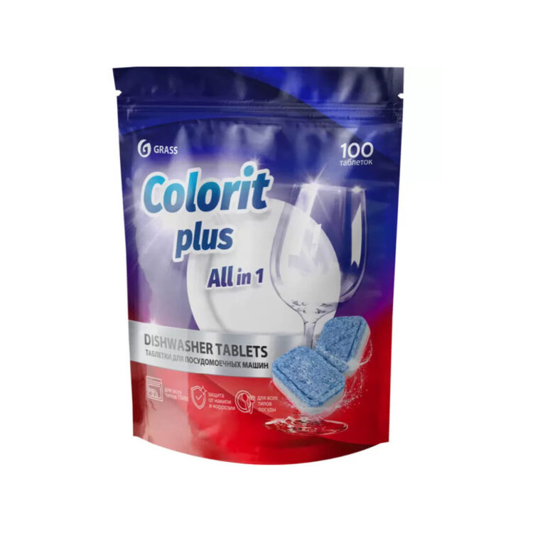 Таблетки для посудомоечных машин Grass Colorit Plus All in 1, 20 г (100 шт)