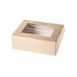 Коробка из крафт картона, внутренний слой белый, ламинированный пленкой.