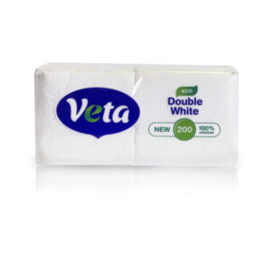 Салфетки бумажные неокрашенные Veta Double White eco, 100% целлюлоза, 200/12 пач/упак