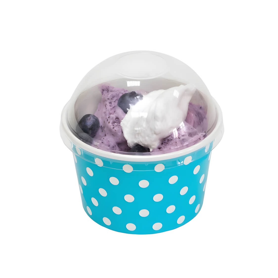 Креманка 245 мл d=98 мм голубая в белый горошек