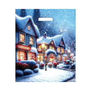 Пакет ПЭ с вырубной ручкой 38х45+3 (60) глянцевый "Рождественская ночь"