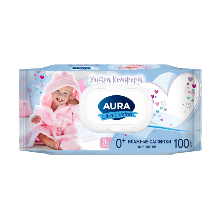 Салфетки влажные 100 шт для детей AURA "Ultra comfort"