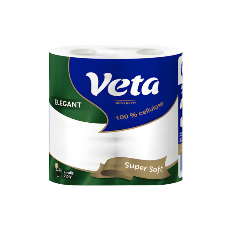 Туалетная бумага "VETA ELEGANT" двухслойная на втулке, 1*4 рул, Эконом