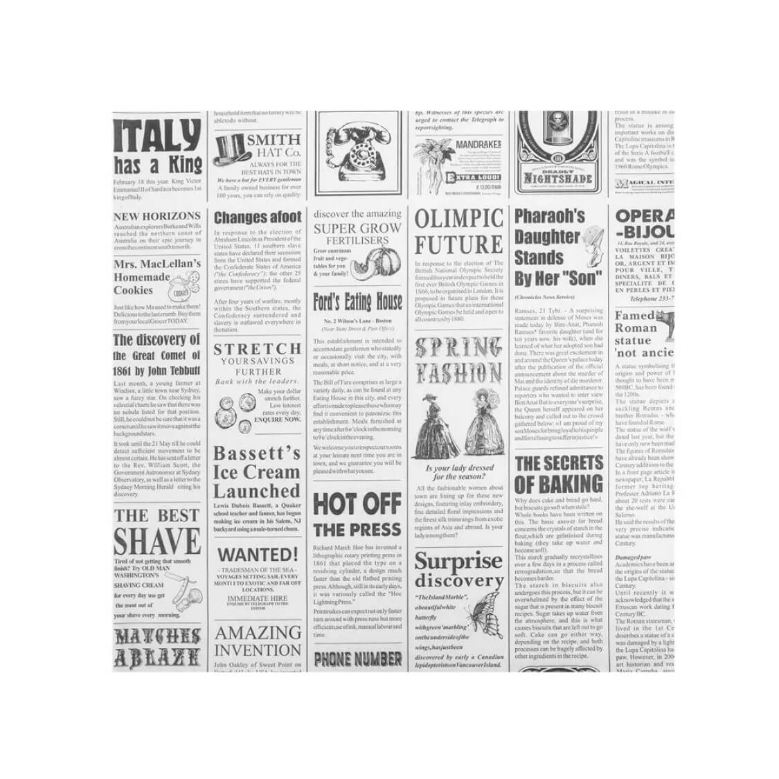 Оберточная бумага 305*305 мм, парафин, газета, черная