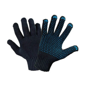 Перчатки х/б 7,5 кл 6-нитка с ПВХ "черная" ПШ, Россия