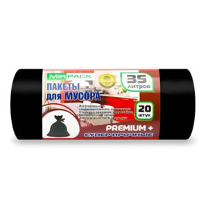 Мешки для мусора 35 л 20 шт/рулон ПСД Premium+ 20 мкм, 50*64 см, черный
