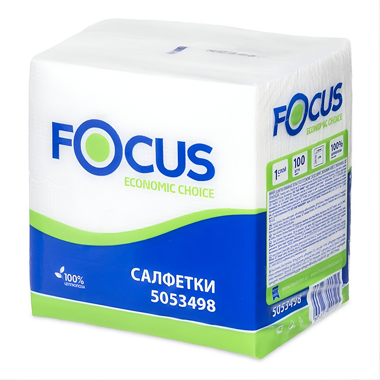 Арт. 5053498_Салфетки бумажные белые FOCUS, 100шт